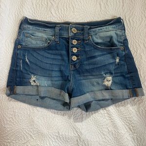Express mid rise denim shorts